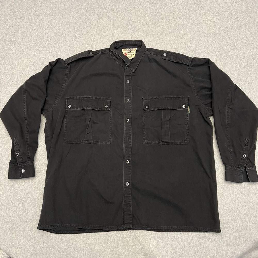 Gene Ewing Bis Shirt Women Small Black Denim Long Sleeve Flap Pocket Made In USA